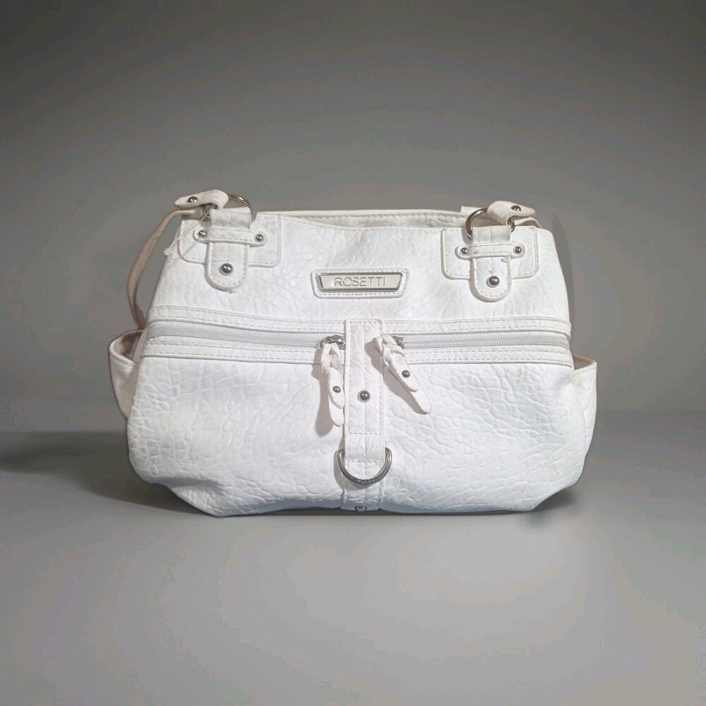 Rosetti Women's Midtown Satchel Handbag Faux Leather Vinyl White 10 Pockets